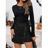 image:imageFloerns Womens Vintage Leather Skirts Zip Up High Waist Asymmetrical Hem Mini SkirtsDark Grey