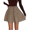 image:imageFloerns Womens Vintage Plaid Short Skirts Button Front High Waisted Fall Outfit Skater SkirtBrown