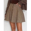 image:imageFloerns Womens Vintage Plaid Short Skirts Button Front High Waisted Fall Outfit Skater SkirtBrown
