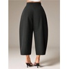 image:imageFloerns Womens Wide Leg Barrel Pants High Waisted Work Cropped TrousersBlack