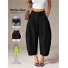 image:imageFloerns Womens Wide Leg Barrel Pants High Waisted Work Cropped TrousersBlack