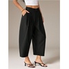 image:imageFloerns Womens Wide Leg Barrel Pants High Waisted Work Cropped TrousersBlack