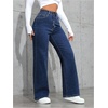 image:imageFloerns Womens Y2k Denim Pants High Waisted Straight Leg Stretchy Streetwear JeansDark Wash