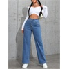 image:imageFloerns Womens Y2k Denim Pants High Waisted Straight Leg Stretchy Streetwear JeansMedium Wash