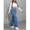 image:imageFloerns Womens Y2k Denim Pants High Waisted Straight Leg Stretchy Streetwear JeansMedium Wash