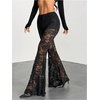 image:imageFloerns Womens Y2k Lace Pants Low Rise Flare Leg Concert Outfit Party TrousersBlack