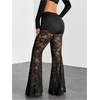 image:imageFloerns Womens Y2k Lace Pants Low Rise Flare Leg Concert Outfit Party TrousersBlack
