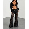 image:imageFloerns Womens Y2k Lace Pants Low Rise Flare Leg Concert Outfit Party TrousersBlack