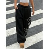 image:imageFloerns Womens Y2k Letter Rhinestone Baggy Sweatpants with PocketsBlack