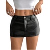 image:imageFloerns Womens Y2k PU Leather Mini Skirt Low Rise Bodycon Stretchy Night Out Party SkortBlack