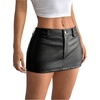 image:imageFloerns Womens Y2k PU Leather Mini Skirt Low Rise Bodycon Stretchy Night Out Party SkortBlack