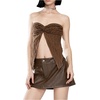 image:imageFloerns Womens Y2k PU Leather Mini Skirt Low Rise Bodycon Stretchy Night Out Party SkortChocolate Brown