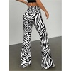 image:imageFloerns Womens Zebra Print Flare Leg Pants High Waisted Bell Bottom Bootcut TrousersBlack and White