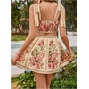image:imageWomens Summer Floral Tie Shoulder Camisole Tops and Skirt Sets 2 Piece Vacation OutfitApricot Multi
