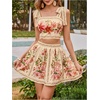 image:imageWomens Summer Floral Tie Shoulder Camisole Tops and Skirt Sets 2 Piece Vacation OutfitApricot Multi