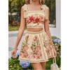 image:imageWomens Summer Floral Tie Shoulder Camisole Tops and Skirt Sets 2 Piece Vacation OutfitApricot Multi