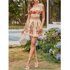 image:imageWomens Summer Floral Tie Shoulder Camisole Tops and Skirt Sets 2 Piece Vacation OutfitApricot Multi