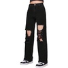 image:imageFloerns Girls Cut Out Ripped Wide Leg Jeans High Waisted Distressed Denim PantsBlack