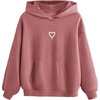 image:imageFloerns Girls Heart Graphic Print Oversized Hoodies Long Sleeve Hooded Sweatshirts For Girls Pullover TopsGrey Pink