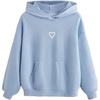 image:imageFloerns Girls Heart Graphic Print Oversized Hoodies Long Sleeve Hooded Sweatshirts For Girls Pullover TopsPale Blue