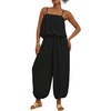 image:imageFloerns Jumpsuits for Women Sleeveless Bubble Hem Harem Pants Trendy Casual Summer OutfitsBlack