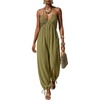 image:imageFloerns Jumpsuits for Women Tie Backless Halter Neck Baggy Harem Pants Rompers Summer OutfitsArmy Green
