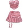 image:imageFloerns Womens 2 Piece Outfit Hanky Hem Strapless Tube Top Floral Mini Skirt Going Out SetsLight Pink