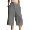 image:imageFloerns Womens Baggy Capri Pants Dressy Casual Low Rise Wide Leg Cropped Pants Office OutfitsBlack and White Striped