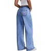 image:imageFloerns Womens Bowknot Embroidery Jeans Y2k Straight Leg Boyfriend Denim PantsMedium Wash