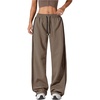 image:imageFloerns Womens Casual Wide Leg Baggy Sweatpants Drawstring Elastic Waist Spring Fall Loose Workout PantsKhaki