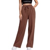 image:imageFloerns Womens Causal Drawstring High Waist Baggy Straight Wide Leg Sweatpants with PocketsCoffee Brown