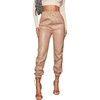 image:imageFloerns Womens Drawstring High Waisted Cropped Tapered Pu Leather PantsApricot