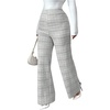image:imageFloerns Womens Elastic High Waist Plaid Straight Leg Pants Fall Clothes Knitted TrousersBlack and White