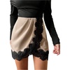 image:imageFloerns Womens Elegant Lace Skirt Mid Waist Ruched Wrap Front Date Night Short SkirtsBeige