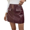 image:imageFloerns Womens Elegant PU Leather Mini Skirt High Waisted Bodycon A Line Party Club SkirtsBurgundy