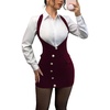 image:imageFloerns Womens Elegant Suspender Skirts High Waist Button Bodycon Overall DressBurgundy