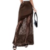 image:imageFloerns Womens Floral Lace Maxi Skirt Elegant High Waisted Sheer Mesh Going Out SkirtsBrown Lace