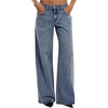 image:imageFloerns Womens Going Out Low Rise Straight Leg Jeans Loose Fit Denim PantsBlue