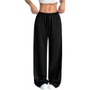 image:imageFloerns Womens High Waist Baggy Straight Wide Leg Sweatpants Trendy Interior Lounge Drawstring Sweat Pants with PocketsBlack