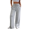 image:imageFloerns Womens High Waist Baggy Straight Wide Leg Sweatpants Trendy Interior Lounge Drawstring Sweat Pants with PocketsGrey