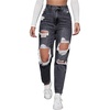 image:imageFloerns Womens High Waisted Distressed Jeans Straight Leg Casual Ripped Denim PantsDark Grey