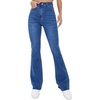 image:imageFloerns Womens High Waisted Flare Jeans Frayed Raw Hem Bell Bottom Denim PantsBlue