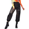 image:imageFloerns Womens High Waisted Sporty Drawstring Contrast Mesh Cargo PantsBlack