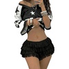 image:imageFloerns Womens Lace Layered Ruffle Low Rise Bloomers Shorts Cute Mini SkirtBlack