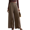 image:imageFloerns Womens Linen Wrap Pants High Waisted Wide Leg Flowy Palazzo PantsKhaki