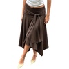 image:imageFloerns Womens Low Rise Tie Front Asymmetrical Ruffle Going Out Midi SkirtCoffee Brown