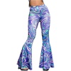 image:imageFloerns Womens Marble Flare Leg Pants Elastic Waist Reflective Music Festival Y2k PantsPurple Multi