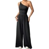 image:imageFloerns Womens One Shoulder Jumpsuit Sleeveless Tank Tops Wide Leg Pants Rompers JumperBlack