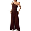 image:imageFloerns Womens One Shoulder Jumpsuit Sleeveless Tank Tops Wide Leg Pants Rompers JumperCoffee Brown