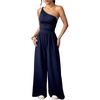 image:imageFloerns Womens One Shoulder Jumpsuit Sleeveless Tank Tops Wide Leg Pants Rompers JumperDark Blue